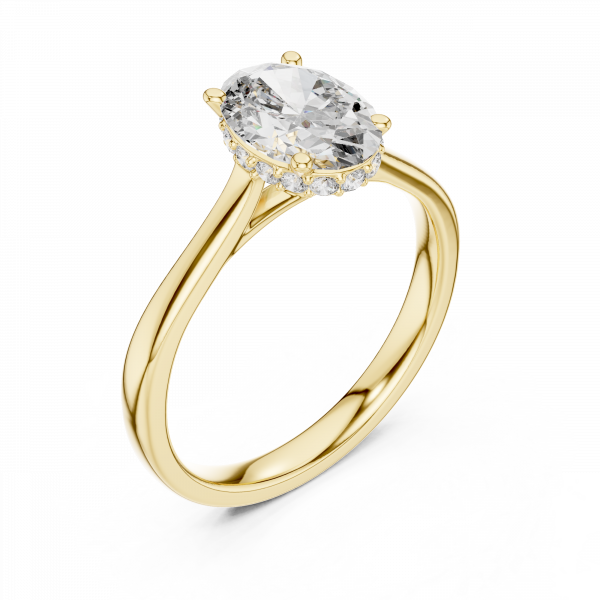 1CT Oval Cut Diamond Ring Hidden Halo In Lab Diamond