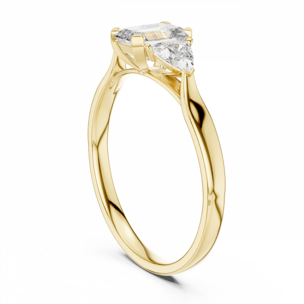 1CT Emerald Cut Three Stone Ladies Ring