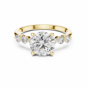 Radiant Round Diamond Ring with Side Accents