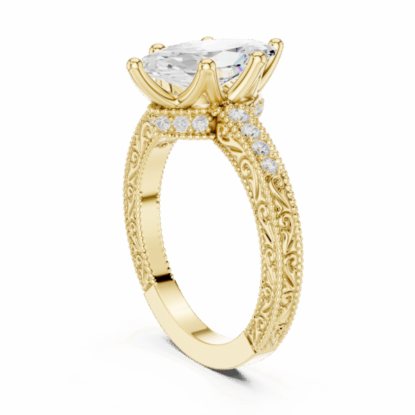 Vintage Inspired Marquise Diamond Gold Ring