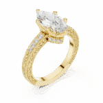 Vintage Inspired Marquise Diamond Gold Ring