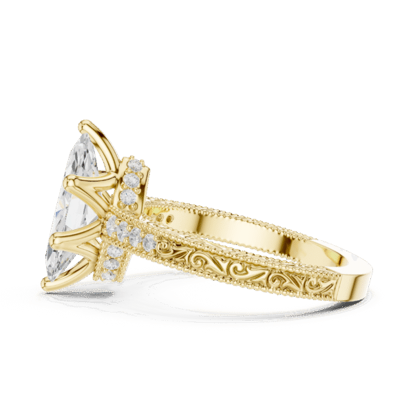 Vintage Inspired Marquise Diamond Gold Ring