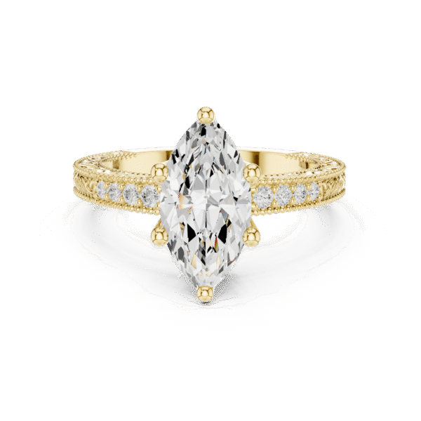 Vintage Inspired Marquise Diamond Gold Ring