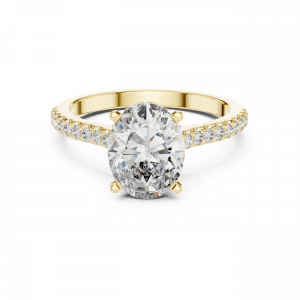 Oval Cut Diamond Engagement Ring with Pave Band
