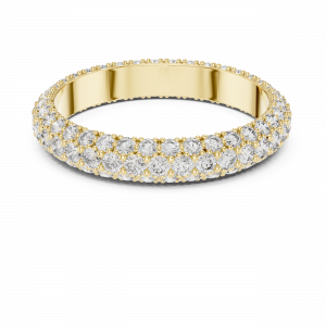 Three Row Diamond Pave Eternity Band in Yellow Gold