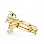 Curved Diamond Band with Emerald Cut Solitaire