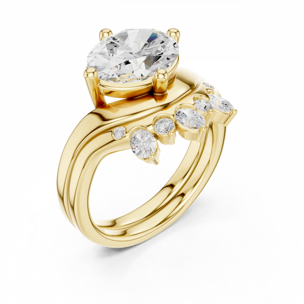 Oval Cut Diamond Set with Round Diamond Band