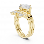 Pear Cut Diamond Bridal Set with round Diamond Enhancer