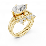 Pear Cut Diamond Bridal Set with round Diamond Enhancer
