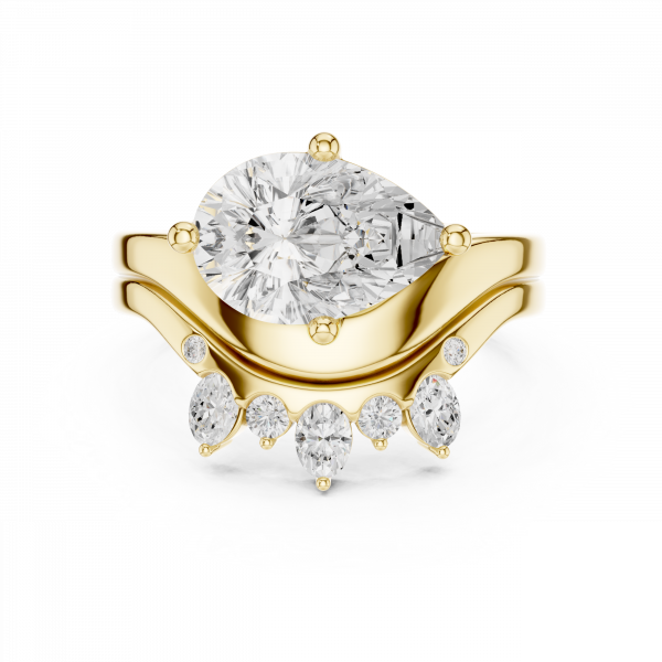 Pear Cut Diamond Bridal Set with round Diamond Enhancer