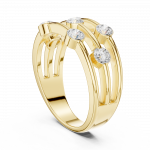 Elegant Gold Multi-Row Diamond Ring