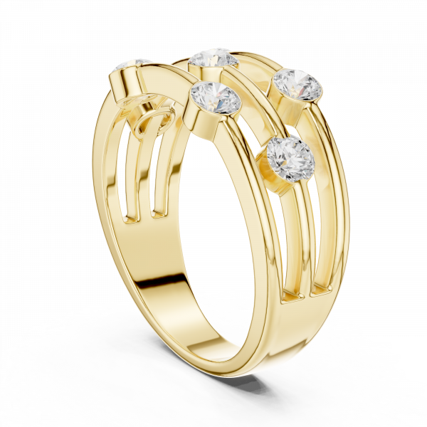 Elegant Gold Multi-Row Diamond Ring
