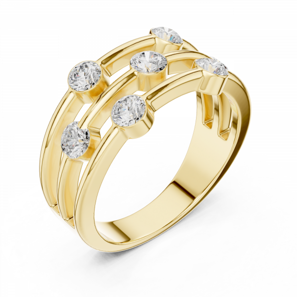 Elegant Gold Multi-Row Diamond Ring