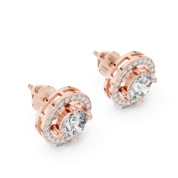 Exquisite Hand-Crafted Halo Diamond Stud Earrings