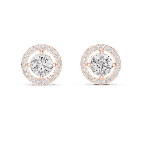Exquisite Hand-Crafted Halo Diamond Stud Earrings