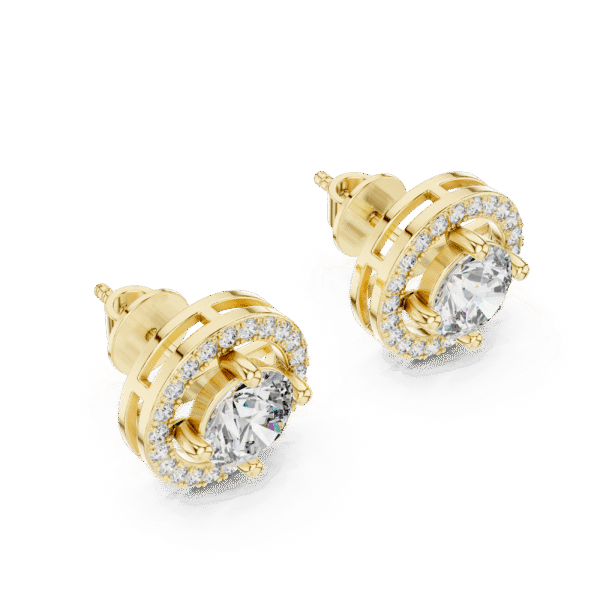 Exquisite Hand-Crafted Halo Diamond Stud Earrings