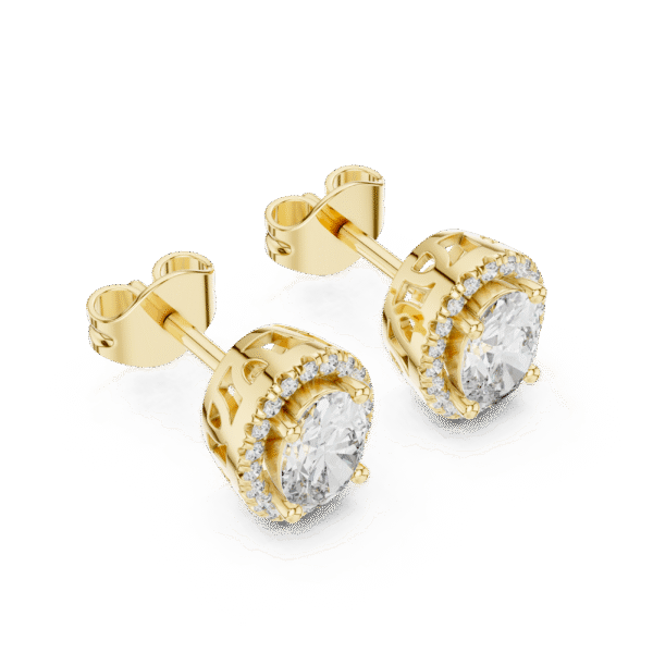 Dazzling Halo Oval Diamond Earrings