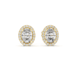 Dazzling Halo Oval Diamond Earrings