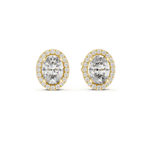 Dazzling Halo Oval Diamond Earrings