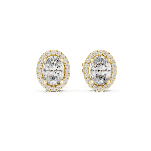 Dazzling Halo Oval Diamond Earrings