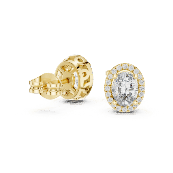 Dazzling Halo Oval Diamond Earrings