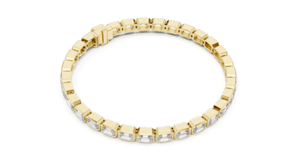 Bezel Set Emerald Cut Diamond Bracelet