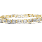 Bezel Set Emerald Cut Diamond Bracelet