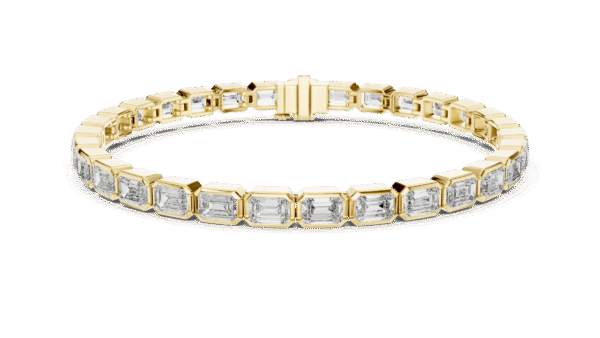Bezel Set Emerald Cut Diamond Bracelet
