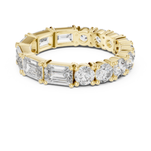 Mixed Shape Diamond Eternity Band in Solid Gold | Emerald & Round Cut Wedding Ring