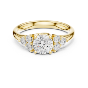 Solid Gold Round Diamond Cluster Engagement Ring | Multi-Stone Bridal Ring