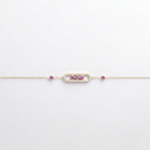Elegant Pink Diamond Oval Shape Link Bracelet in Solid Gold | Fine Jewelry for Women